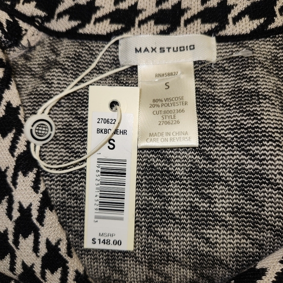 Max Studio Vintage Knit Black Houndstooth Unconstructed Blazer In Cream Black S. - Picture 8 of 16